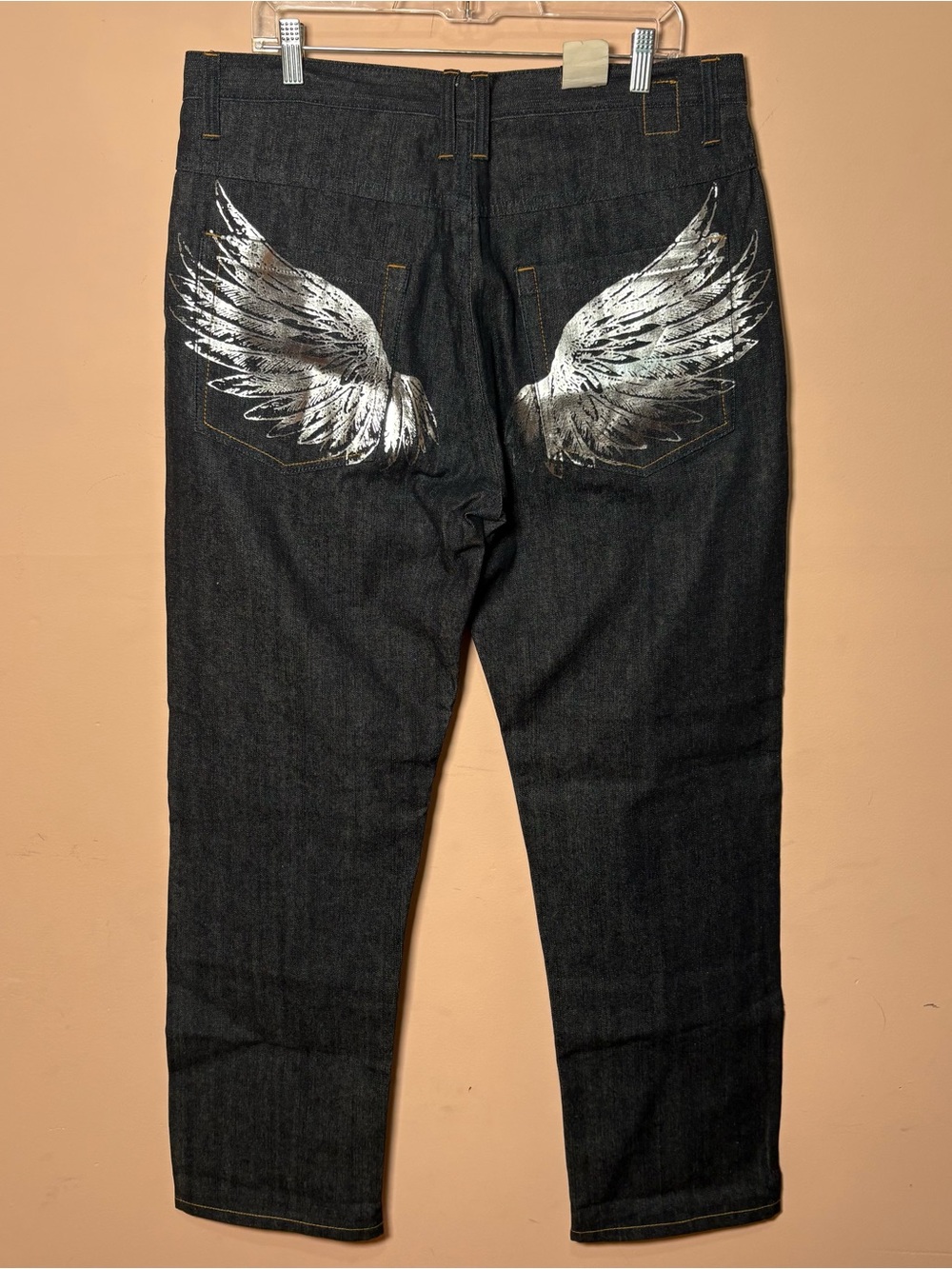 Karl Kani Men's Black Jeans with Silver Wing Back Print